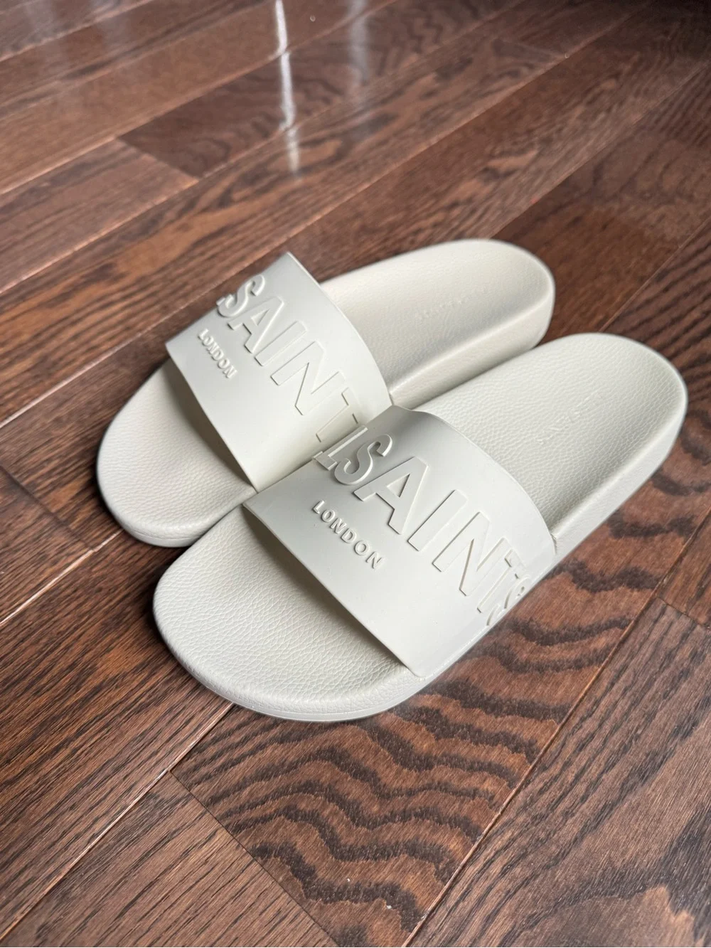 All Saint Off White Slide Sandals